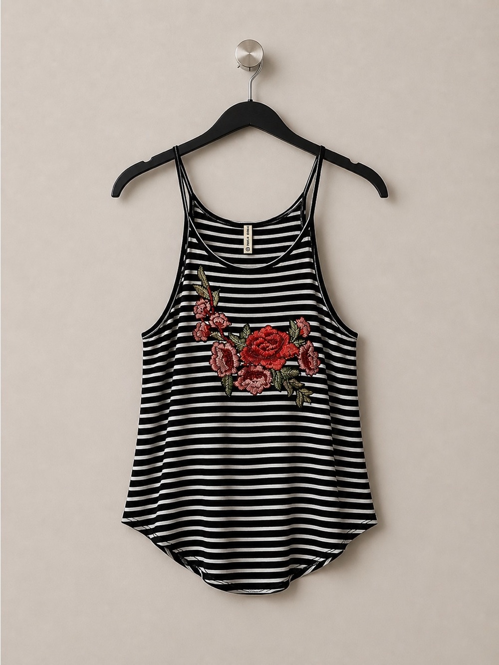Emma & Sam Floral Embroidered Striped Tank Top XS Boho
